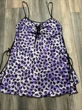 Shirley of Hollywood Lavender and Black Leopard  Slip